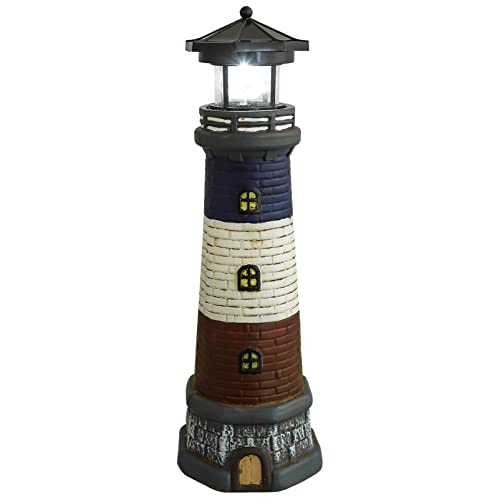 Black Solar Rotating Lighthouse Outdoor Lantern W2831