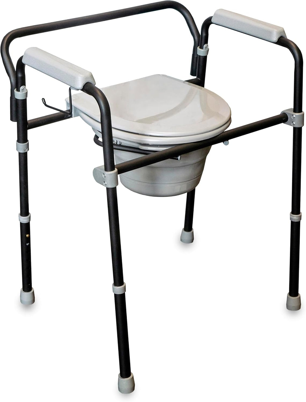 Extra Wide 3-in-1 Adjustable Toilet Safety Rail Shower Chair Portable Toilet with Removable Bucket H43769