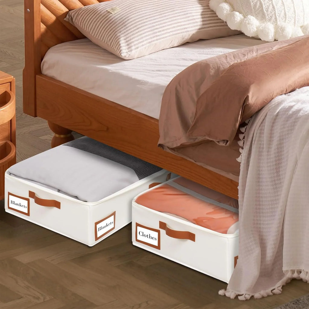 Beige Collapsible Underbed Storage Bag, 2 Pack J51553