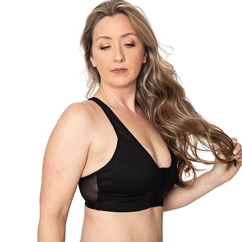 Front Closure Wirefree High Support Pocketed Mastectomy Racerback Sports Bra U527991