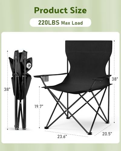Black Reclining Camping Chair with Removable Footrest L840664