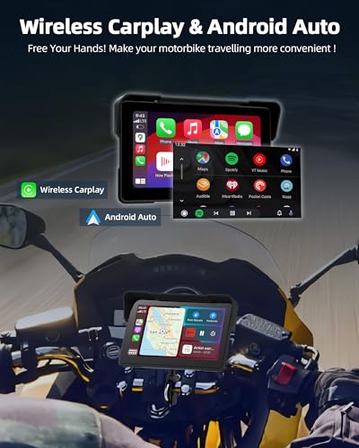 7 inch Motorcycle DVR Wireless Carplay Screen with Dual 2K Cameras GPS Navigation H464