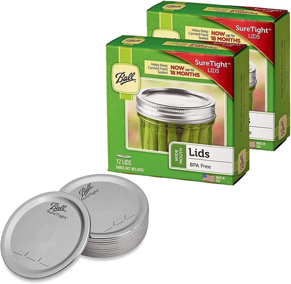 Wide Mouth Mason Jar Lids 12-Count per Pack (2-Packs Total) K320
