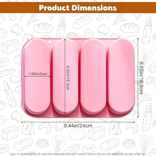 Non-Stick Silicone Hot Dog Bun Pan 4 Cup Baking Tray A421470