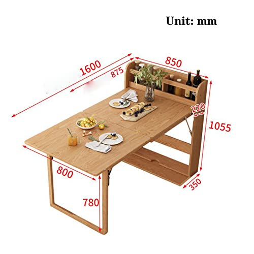 Wall Mounted Wooden Extendable Dining Table with Storage Shelf R624592