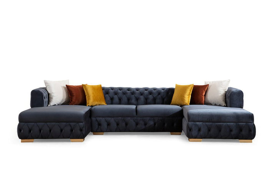 Charcoal Velvet U Shaped Double Chaise Sectional W200365