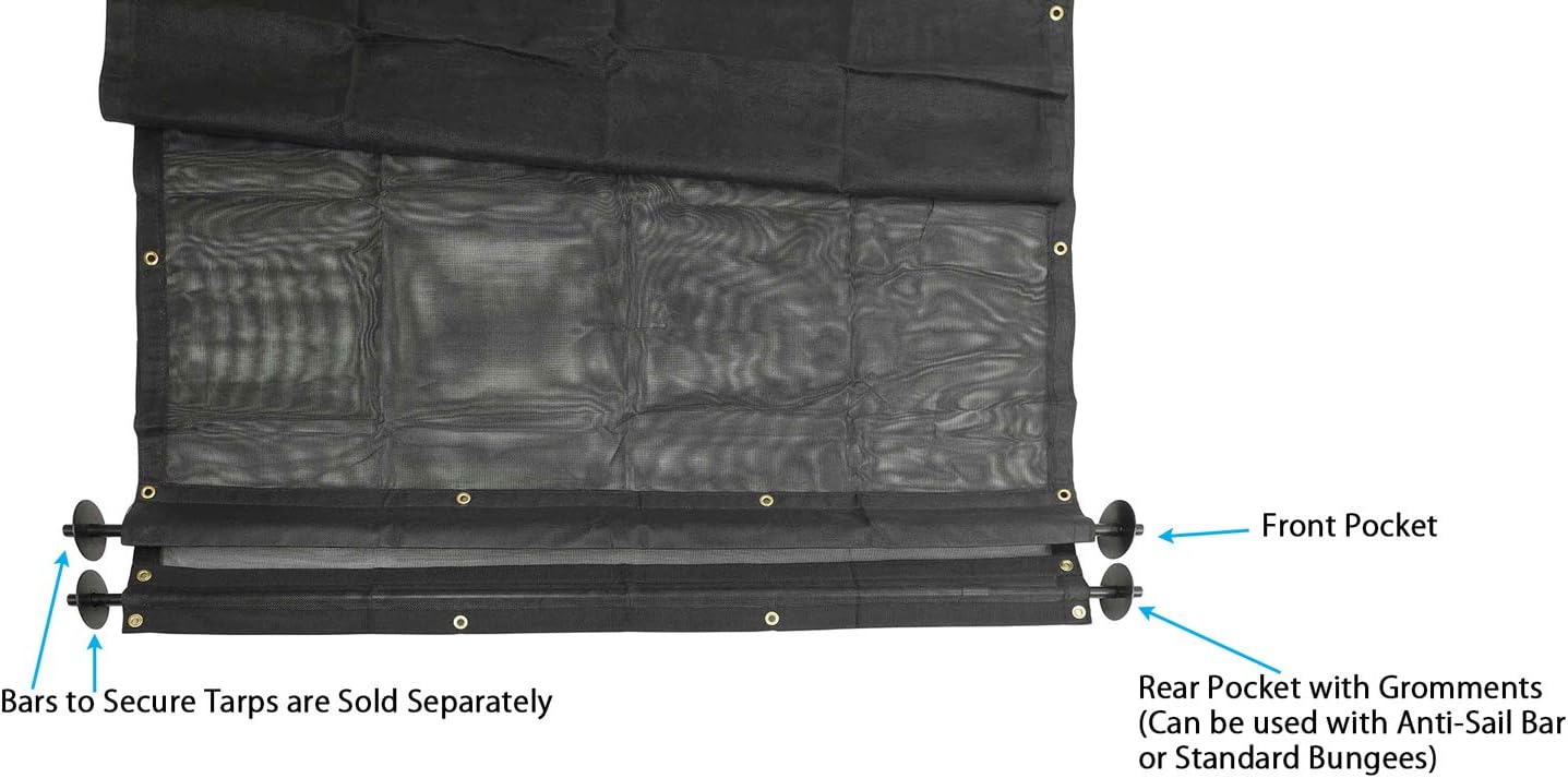 7' x 20' Vinyl Coated Mesh Tarps Cover with Double Pocket T9082
