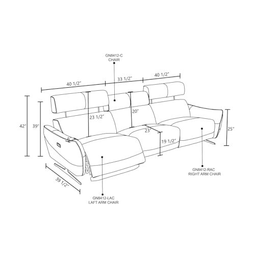 Beige Top Grain Leather 3-Piece Recliner Sofa Set J116