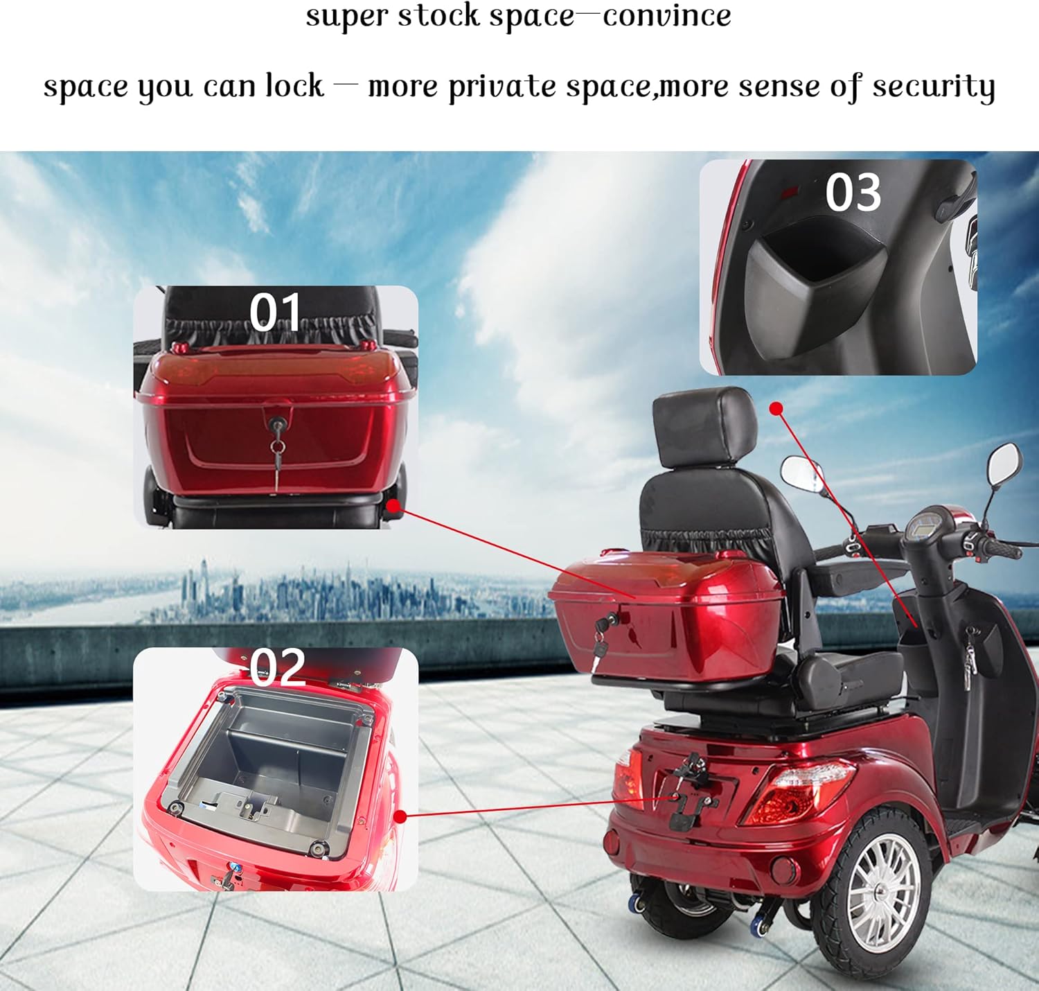 Red Heavy Duty Four Wheel Electric Mobility Scooter J6506