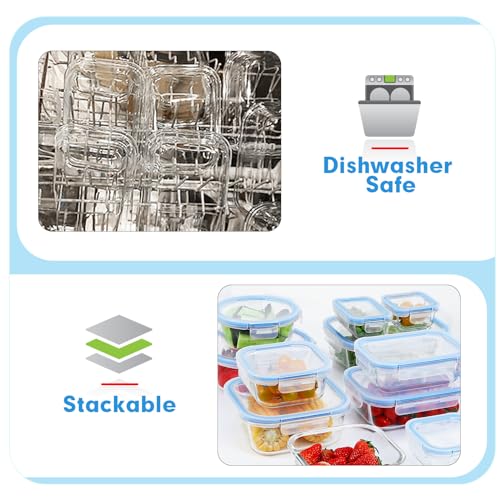 30 Pieces Glass Meal Prep Containers with Lids D461