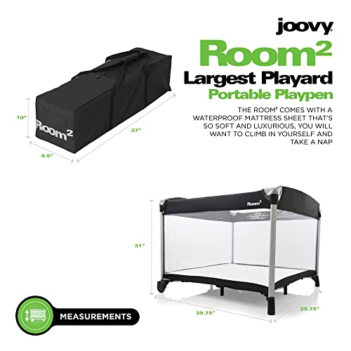 Large Portable Playpen with Mesh Windows and Waterproof Mattress Sheet (Charcoal) D3253