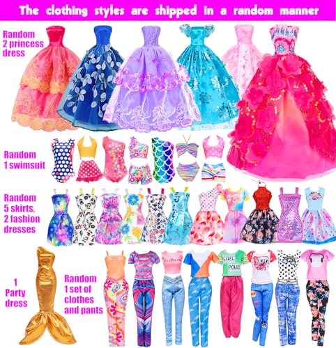 105 Pcs Doll and Closet Playset Wardrobe Set Including One Doll Wardrobe Shoes Rack Dress Shoes Hangers Necklace D719