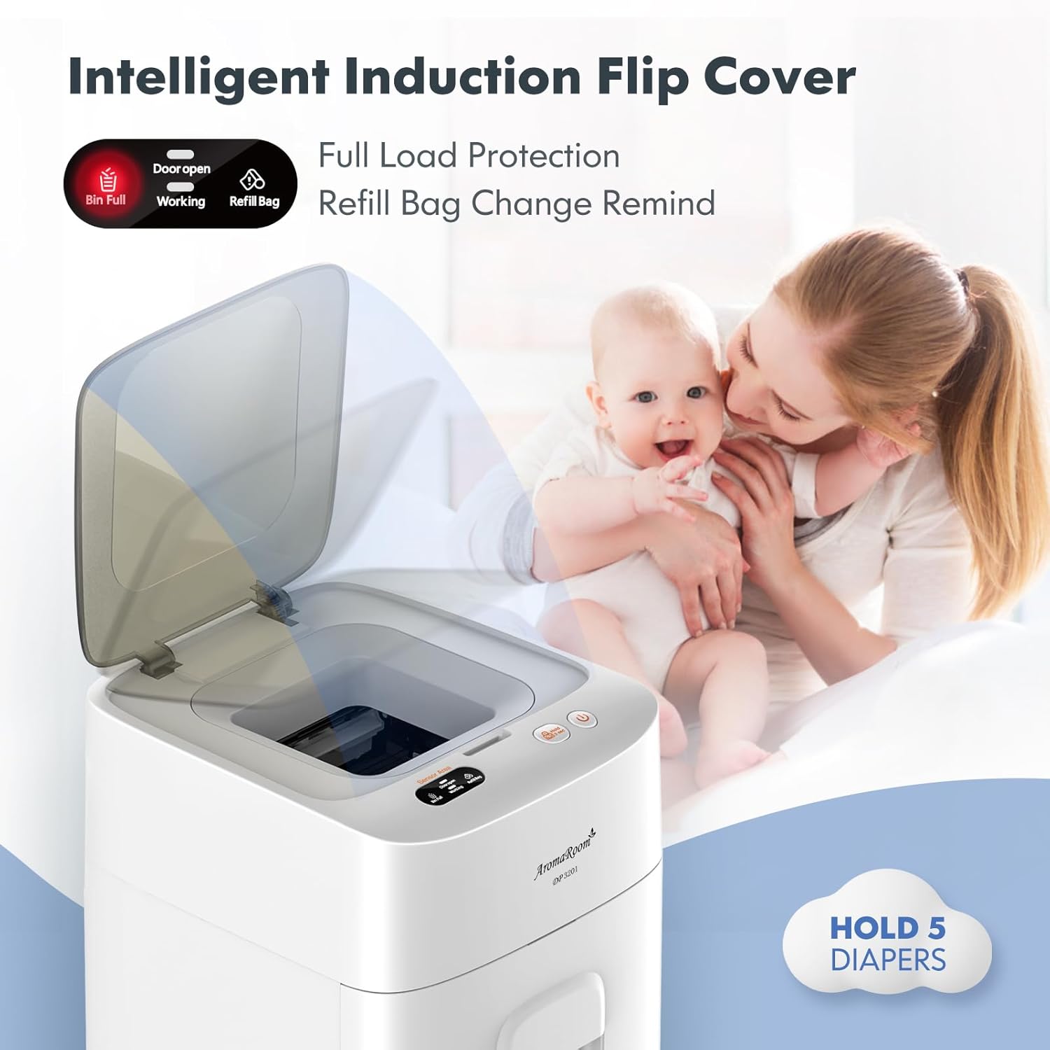 Diaper Pail Odor-Locking Individually Sealed Baby Diaper Pail Smart Trash Can Full-Automatic Packing Self-Changing G69889