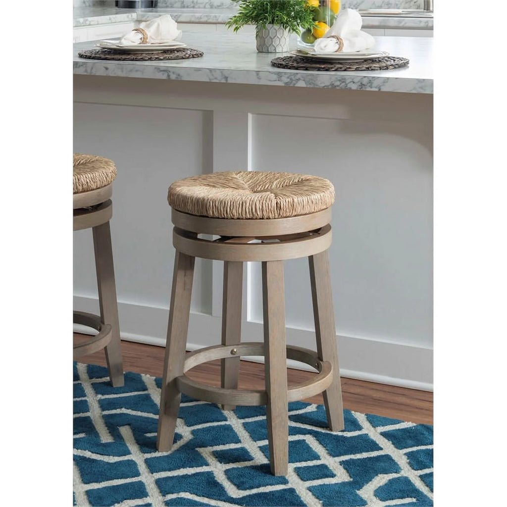 Natural Brown Wood Swivel Counter Stool Q447659