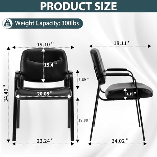 Black PU Leather Guest Chair with Padded Arms K409