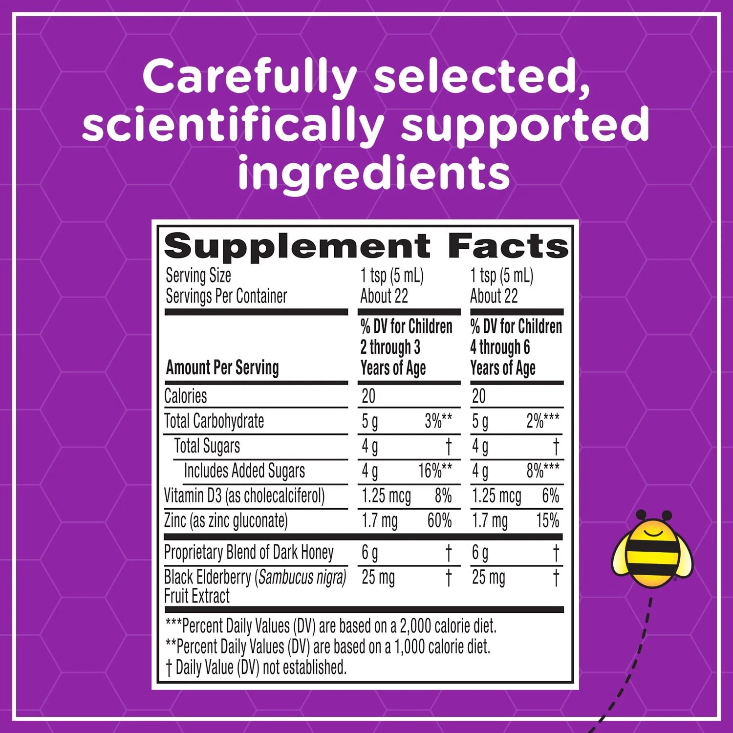 Kids Cough + Immune Daytime with Honey, Vitamin D & Zinc, Mixed Berry, 4FL Oz I726