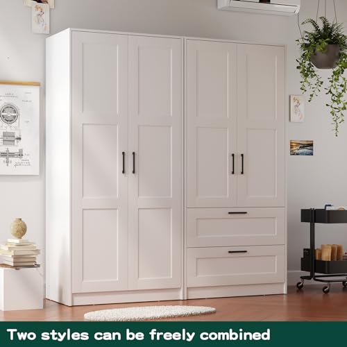 Wood Wardrobe Closet with 2 Doors and Drawers B365437