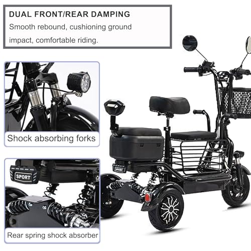 3 Wheel Folding Mobility Scooter 440lbs Capacity 800W 35 Mile Battery Range Red B64975