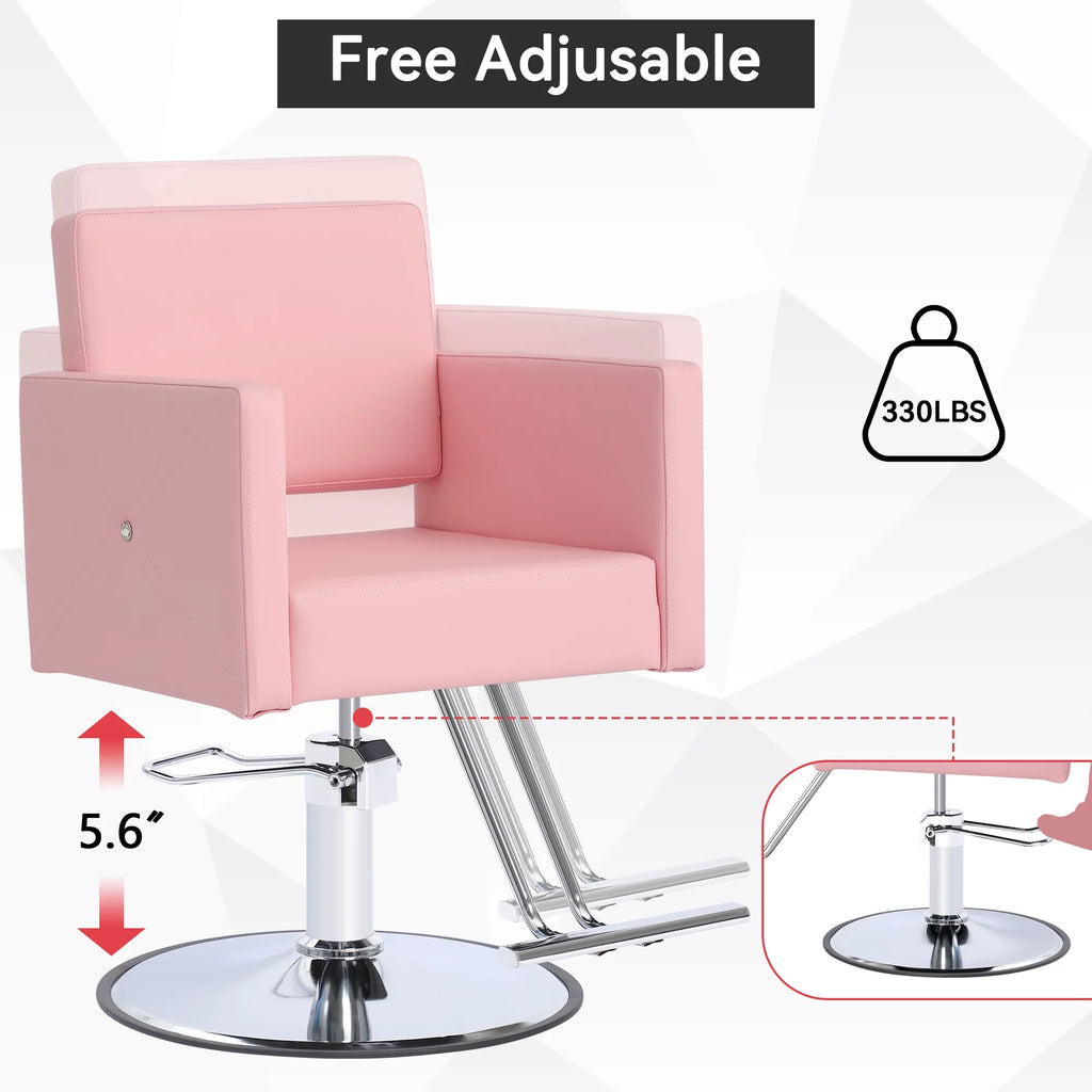 Pink Adjustable Salon Chair with Foot Rest Q519593