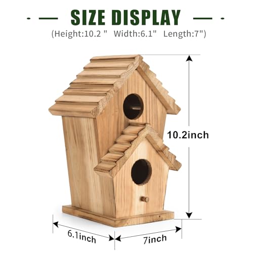 2 Hole Wooden Outdoor Bird House H8865