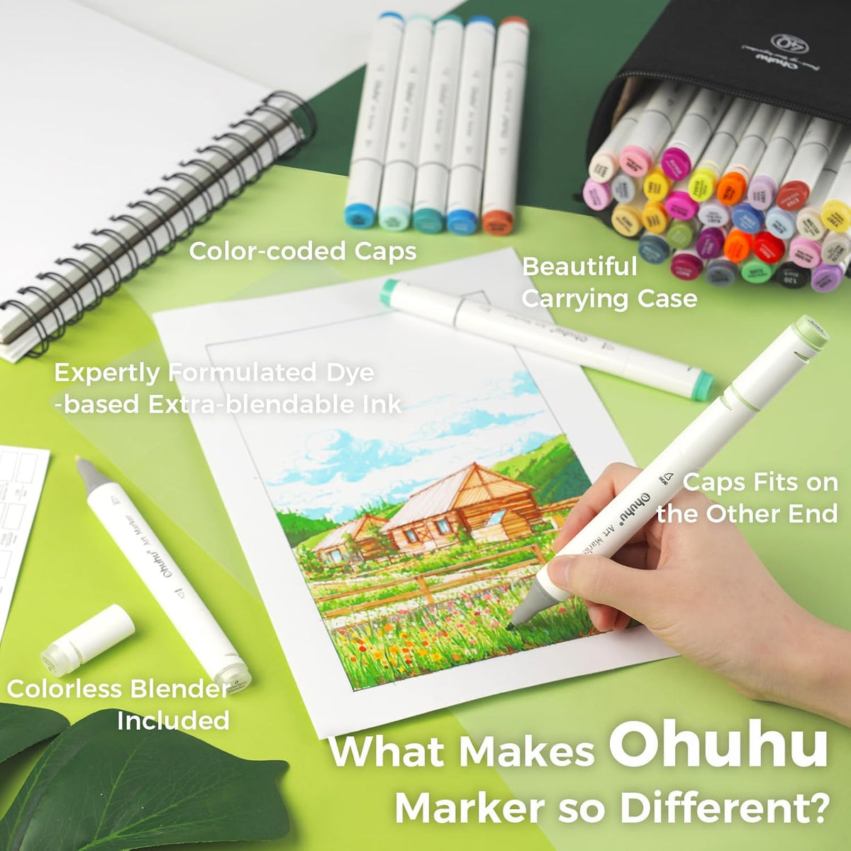 40 Colors Alcohol Markers with Chisel & Fine Dual Tips C814004
