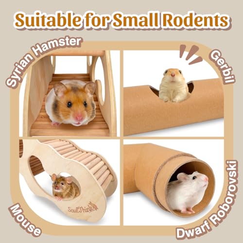Large Wooden Rabbit Hideout with Ramps and Tunnels R17601