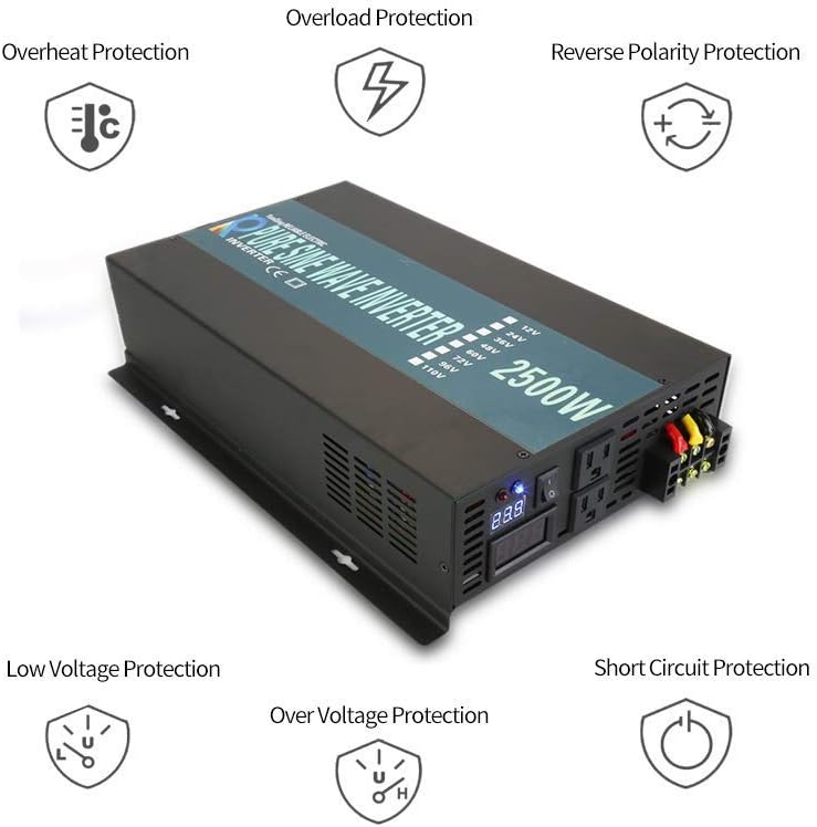 2500W 24VDC to 120VAC Pure Sine Wave Inverter T81347