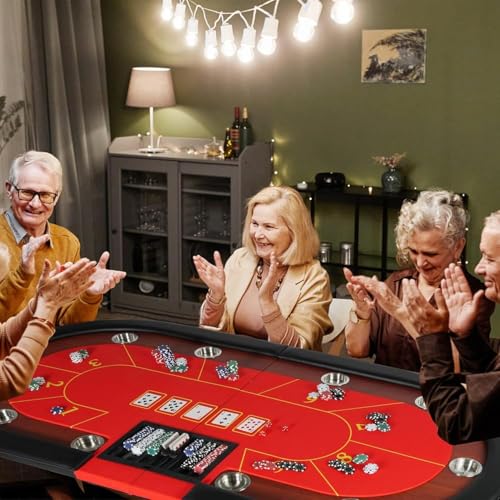 84" Foldable Poker Table with Chips Tray C650547