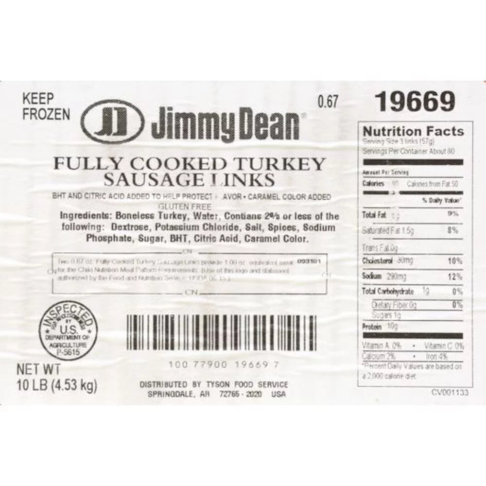 Turkey Skinless Sausage Links, 0.77 Ounce M3730