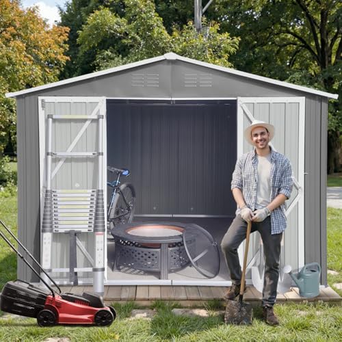 Grey Metal Outdoor Storage Shed G16741