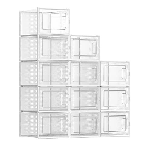Pack of 12 Clear Plastic Stackable Shoe Storage Boxes M918630
