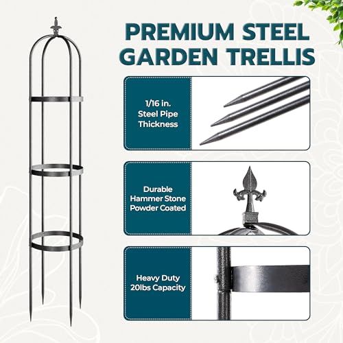 6ft Black Metal Obelisk Trellis for Climbing Plants Z31614