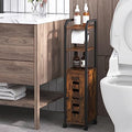 Black Bathroom Storage Cabinet with 4 Wheels and Adjustable Shelf W35497