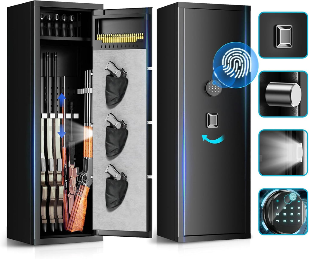 Unassembled Gun Safe with Fingerprint Access, Removable Shelf and Pistol Bag P2718