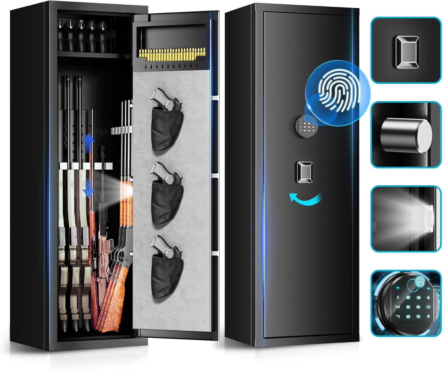 Unassembled Gun Safe with Fingerprint Access, Removable Shelf and Pistol Bag P2718