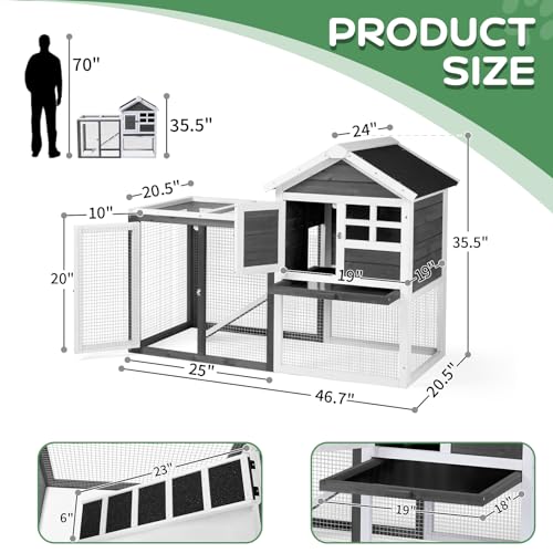 48" Wood Rabbit Hutch with Run S928544