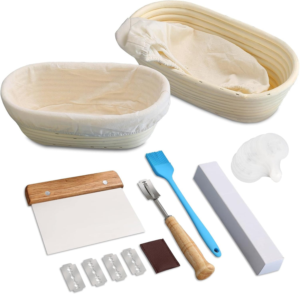 Set of 2 10 Inch Oval Cane Bread Proofing Baskets J27969