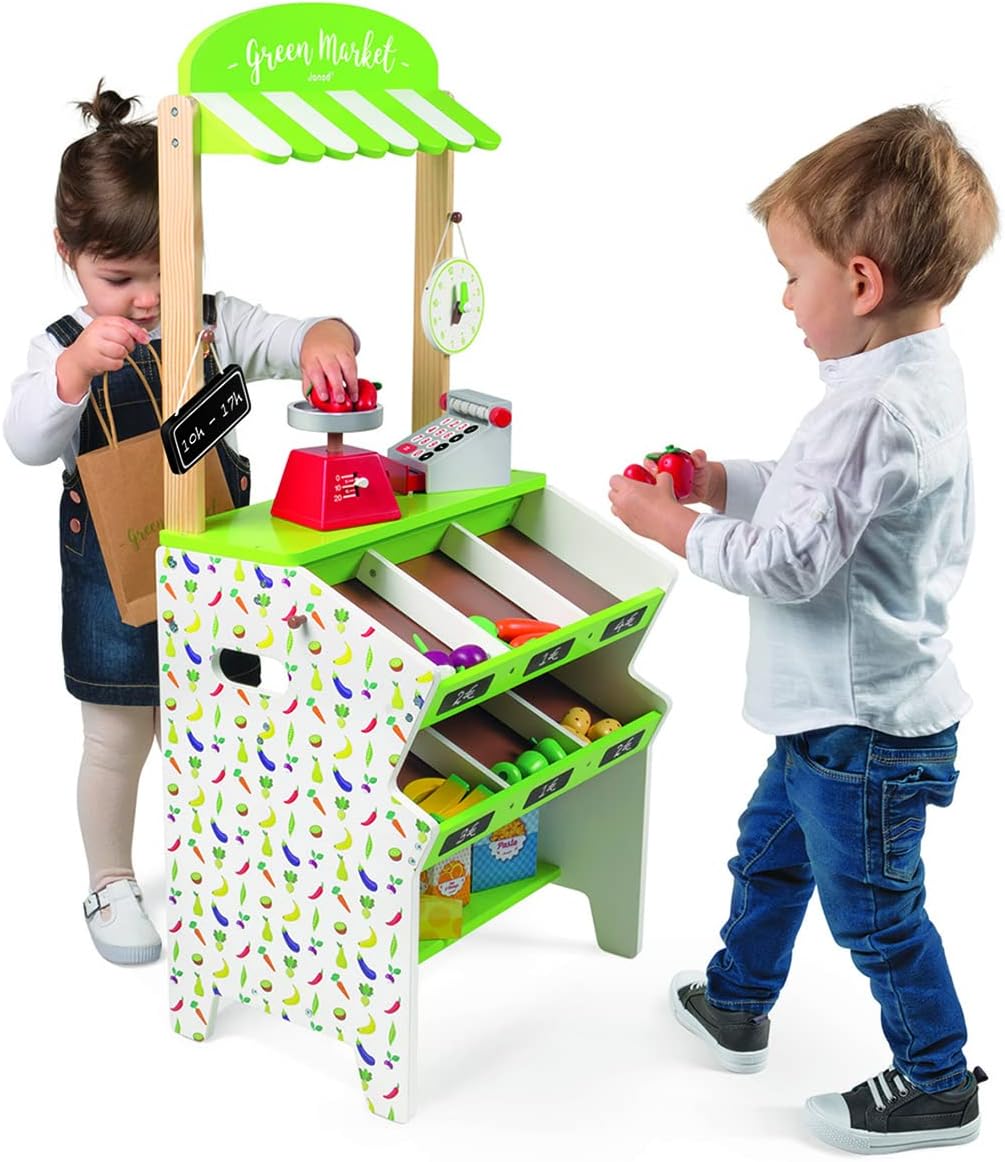 Wooden Grocery Store Playset with 32 Accessories V213