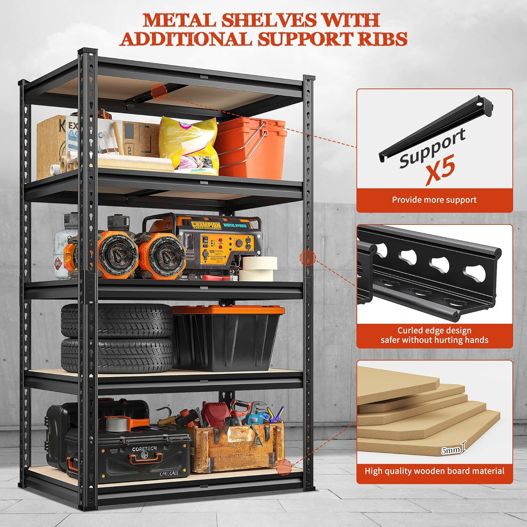 5 Tier Adjustable Metal Shelving J762027