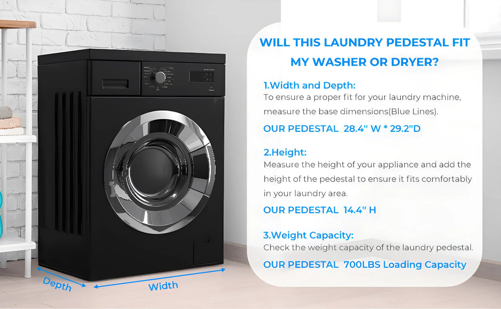 2 Pack 28"× 29" Heavy Duty Stainless Steel Black Laundry Pedestals T617