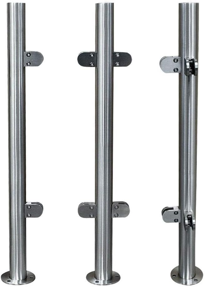 110cm High Glass Balustrade Railing Post Glazing Stainless Steel Pole Handrail Silver Pack of 2 M7609