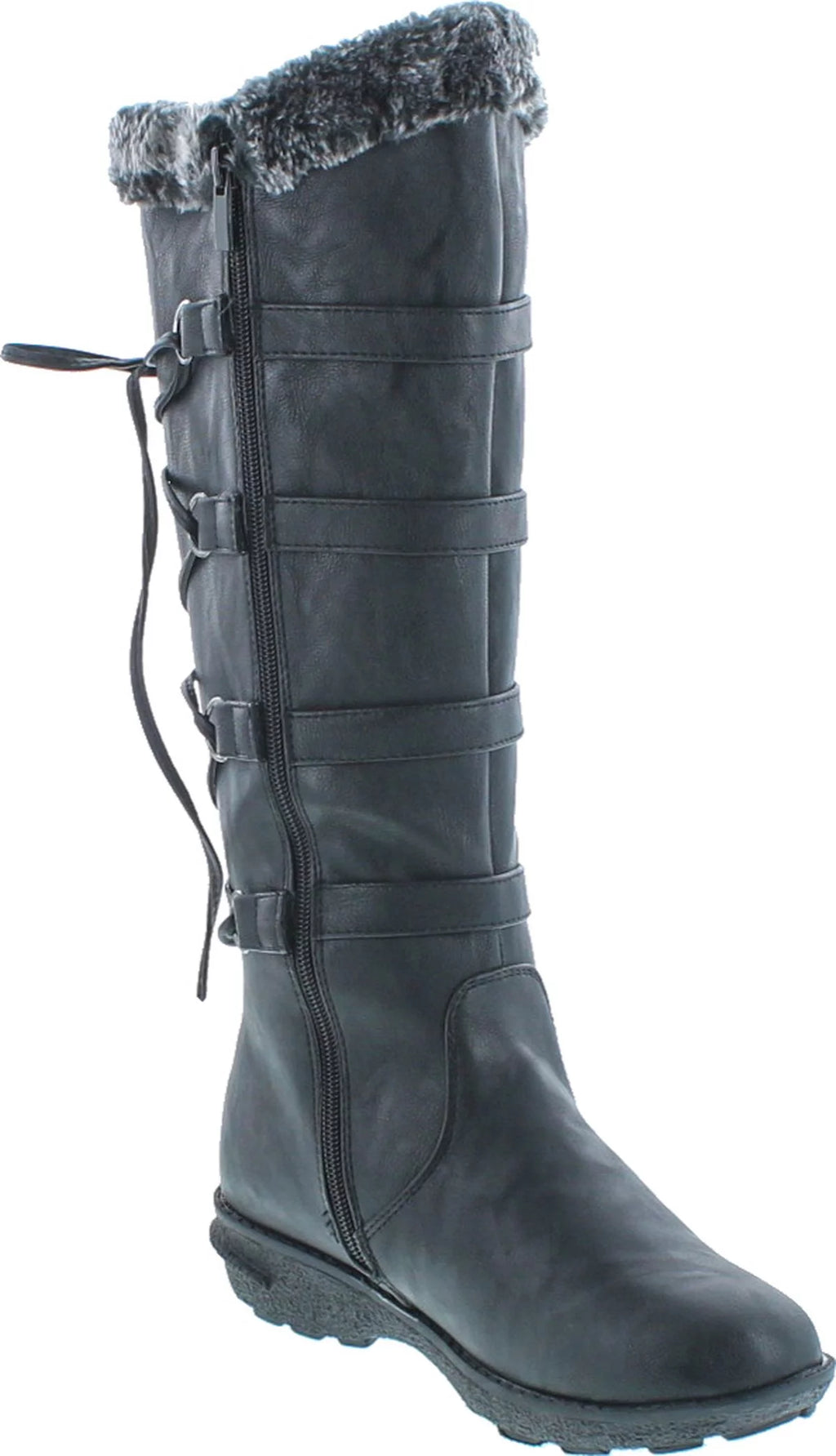 Womens Back Lace Up Knee High Boots E989216