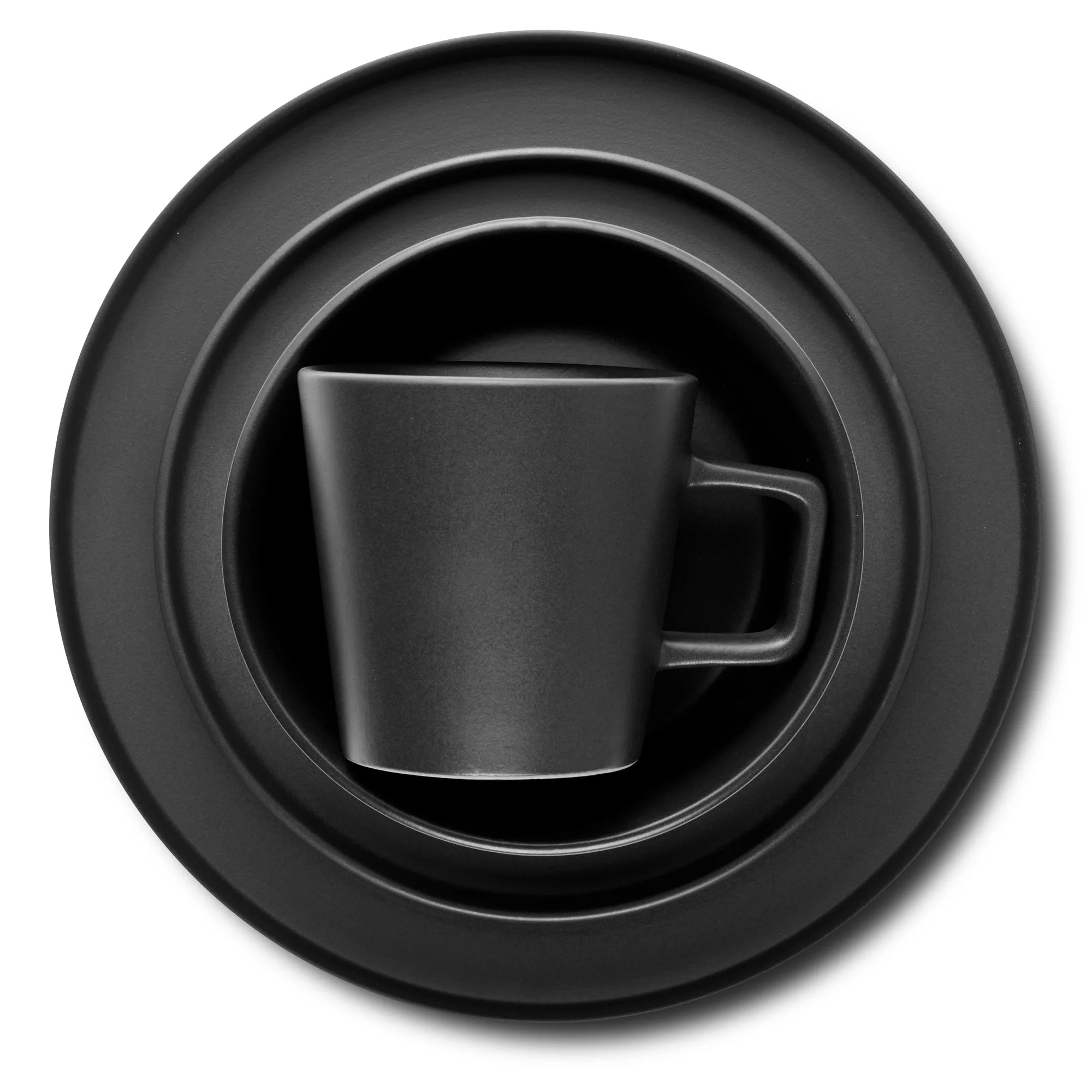 16 Pieces Stoneware Dinnerware Set, Service for 4 in Black Matte O70509