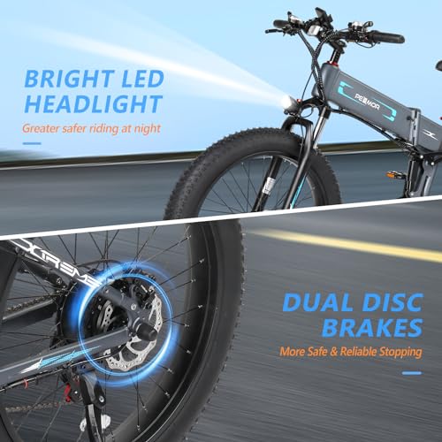 750W 48V 12AH 26" Fat Tire Full Suspension Foldable Electric Bike D7077