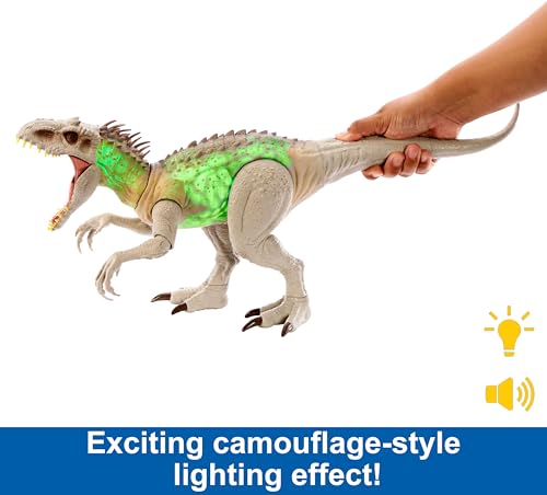 Camouflage 'n Battle Dinosaur Toy, Indominus Rex Figure with Lights, Sounds & Motion T8413