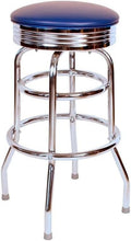 Chrome Swivel Bar Stool with Blue Seat Q7362