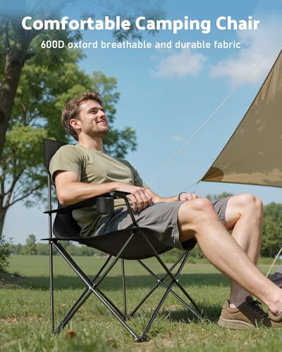 Black Reclining Camping Chair with Removable Footrest L840664