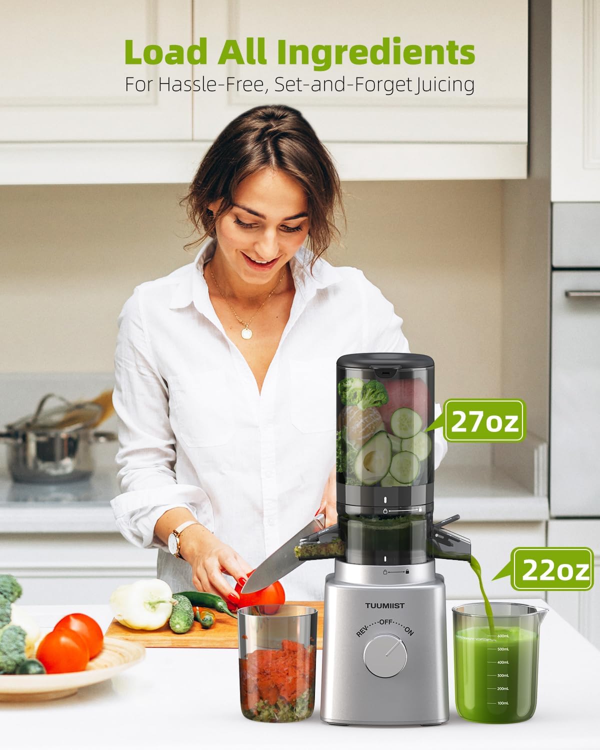 Cold Press Masticating Juicer with Large Feed Chute H10086
