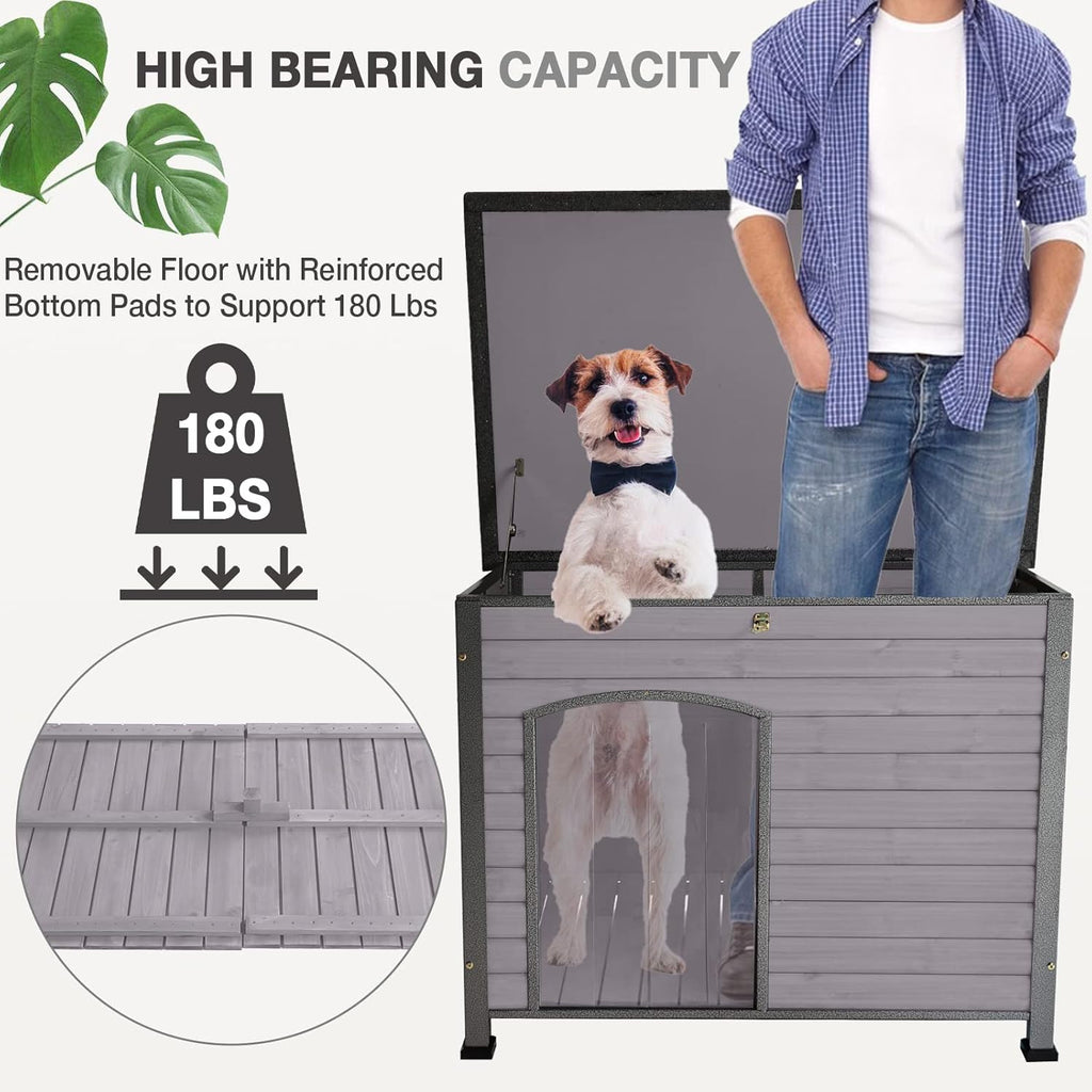 Natural Wood Waterproof Insulated Dog House J25035