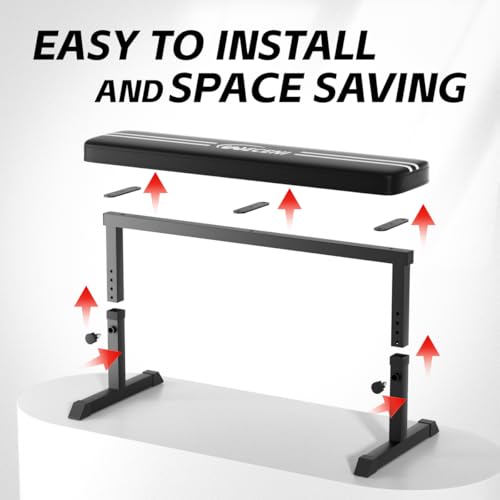 Black Flat Weight Bench with Adjustable Height, 600LBS N490